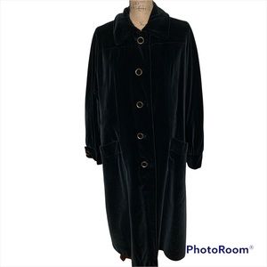 Vintage Count Romi 1970's Long Black Velvet Trench Coat